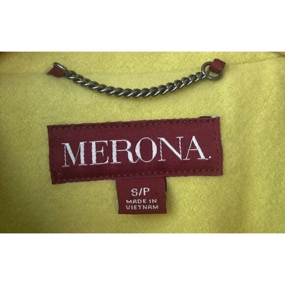 Merona Womens Coat Jacket Size S Wool Pea Green Yellow Double Breasted Short Mid - Picture 9 of 10